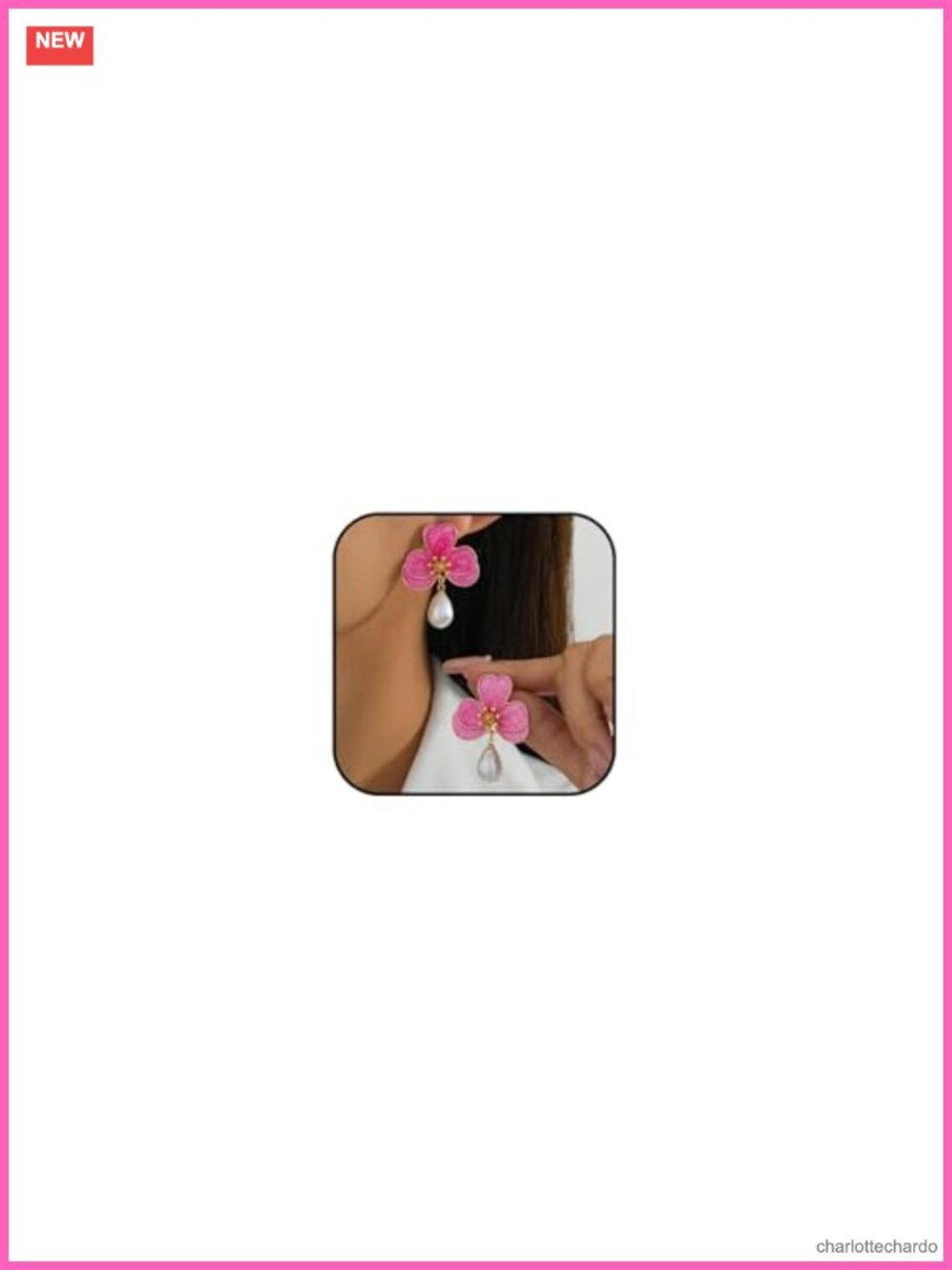 Flower Pearl Drop Earrings French Wire Statement Women